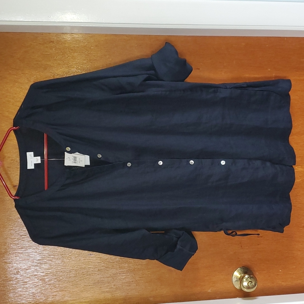 J.Jill Navy Linen Tunic Top